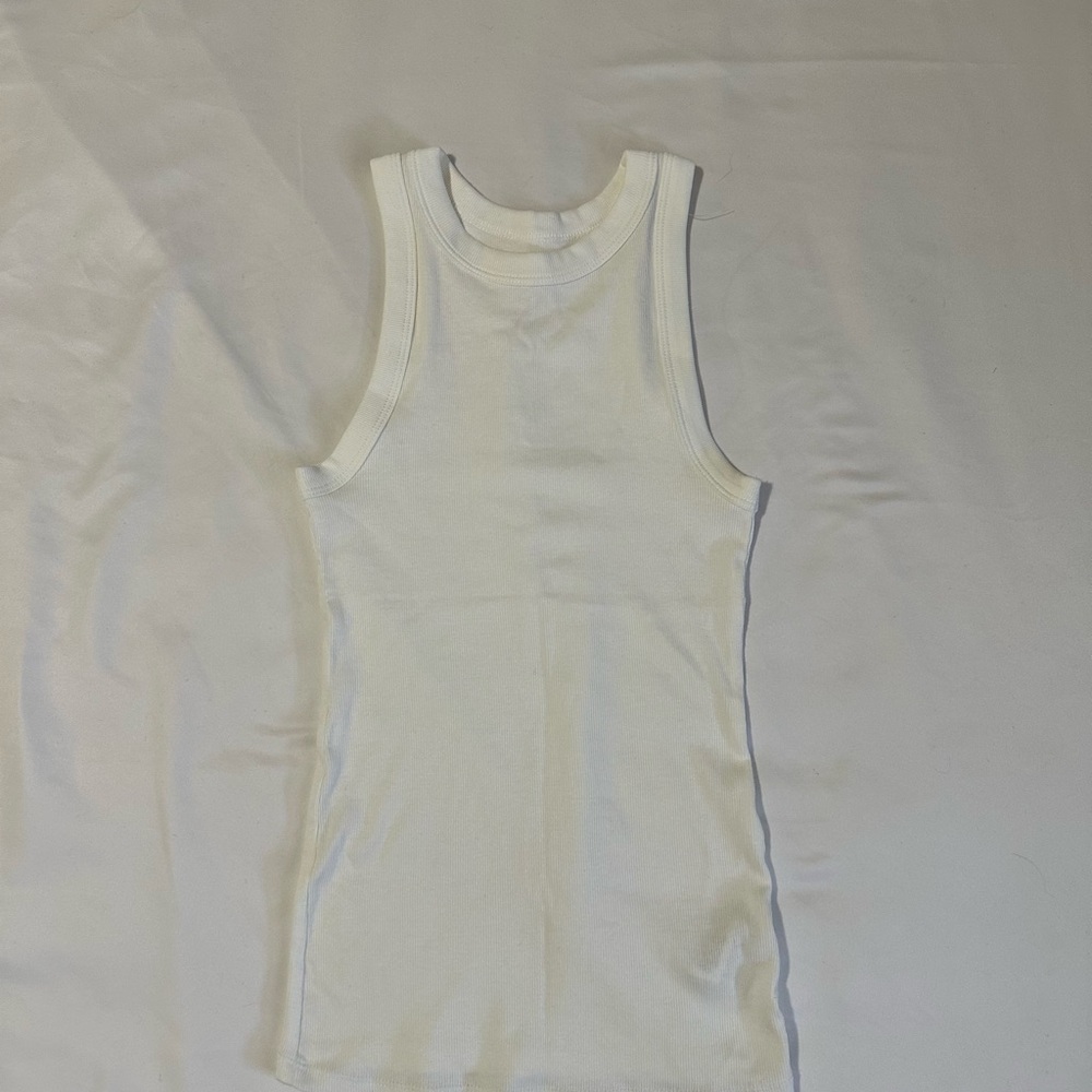 White Fitted Ribbed Tank Top - Picture 3 of 3